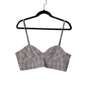 NWT Zara Womens Tweed Bustier Crop Top Size XLarge Summer Festival Metallic